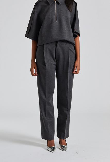 Victoria Beckham, Single Pleat Trouser Steel Grey Melange 1
